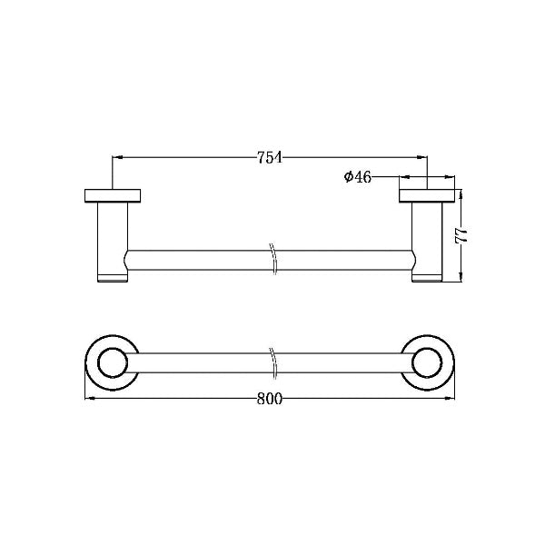 Nero New Dolce 800mm Single Towel Rail