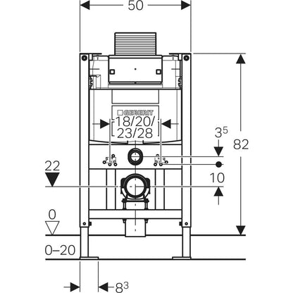 Geberit Duofix Frame with Alpha 12cm In-wall Cistern – 82cm Height