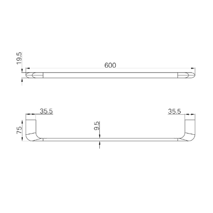 Elgin 600mm Single Towel Rail