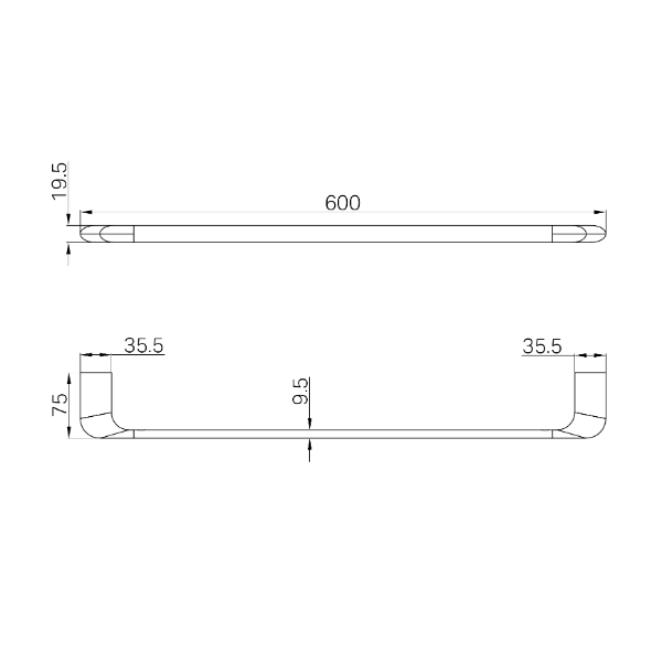 Elgin 600mm Single Towel Rail