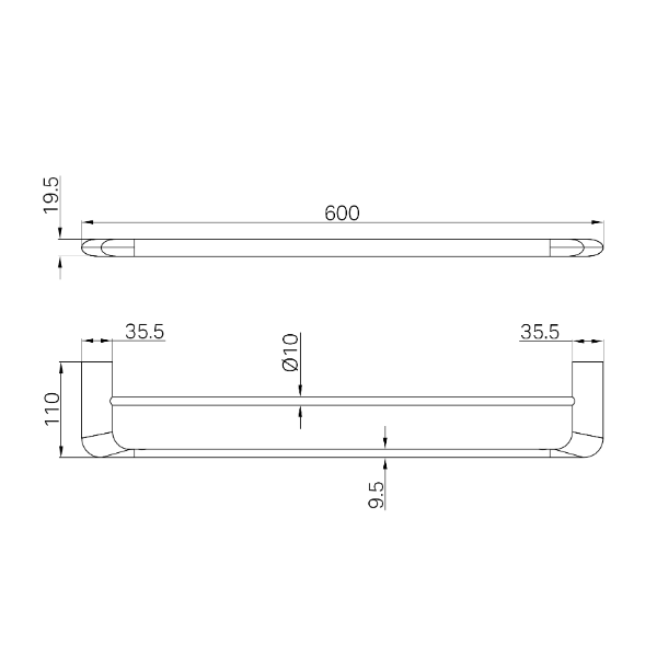 Elgin 600mm Double Towel Rail