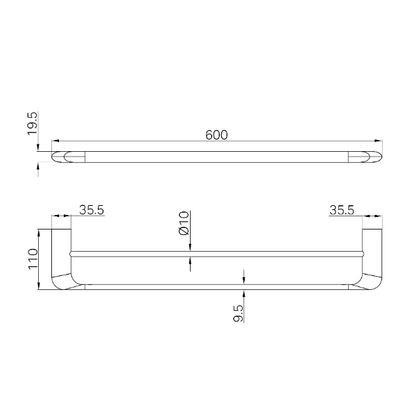 Elgin 600mm Double Towel Rail