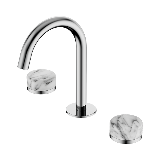 Serenity Basin Set Arc Spout With Arabescato Corchia Handle Chrome