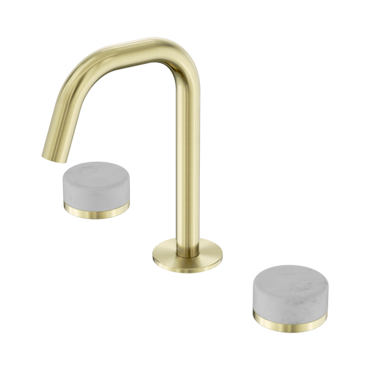 Serenity Basin Set Edge Spout With Carrara Handle Brushed Gold