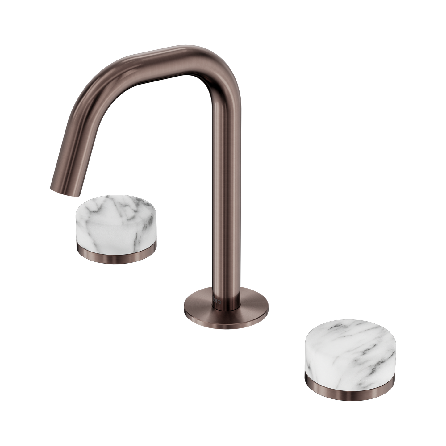 Serenity Basin Set Edge Spout With Arabescato Corchia Handle Brushed Bronze