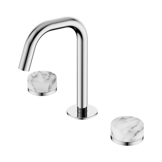 Serenity Basin Set Edge Spout With Arabescato Corchia Handle Chrome