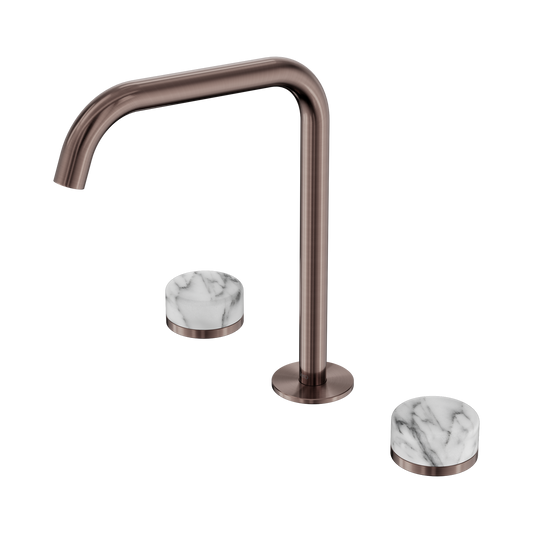 Serenity Bath/Kitchen Set Edge Spout With Arabescato Corchia Handle Brushed Bronze