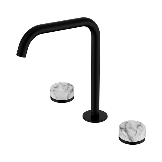 Serenity Bath/Kitchen Set Edge Spout With Arabescato Corchia Handle Matte Black