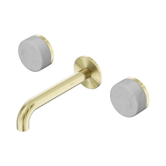Serenity Wall Basin Set 160mm Spout With Carrara Handle Brushed Gold