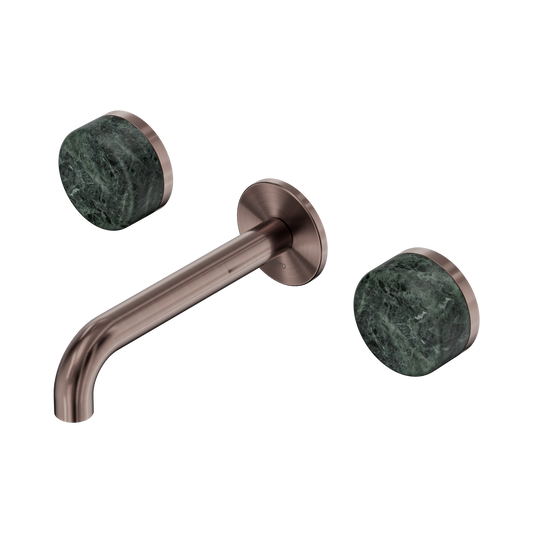 Serenity Wall Basin Set 160mm Spout With Verde Alpi Handle Brushed Bronze