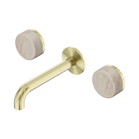 Nero Serenity 24D037BG Wall Basin Set 160mm Spout With Rome Travertine Handle Brushed  5 Star / 5LPM
