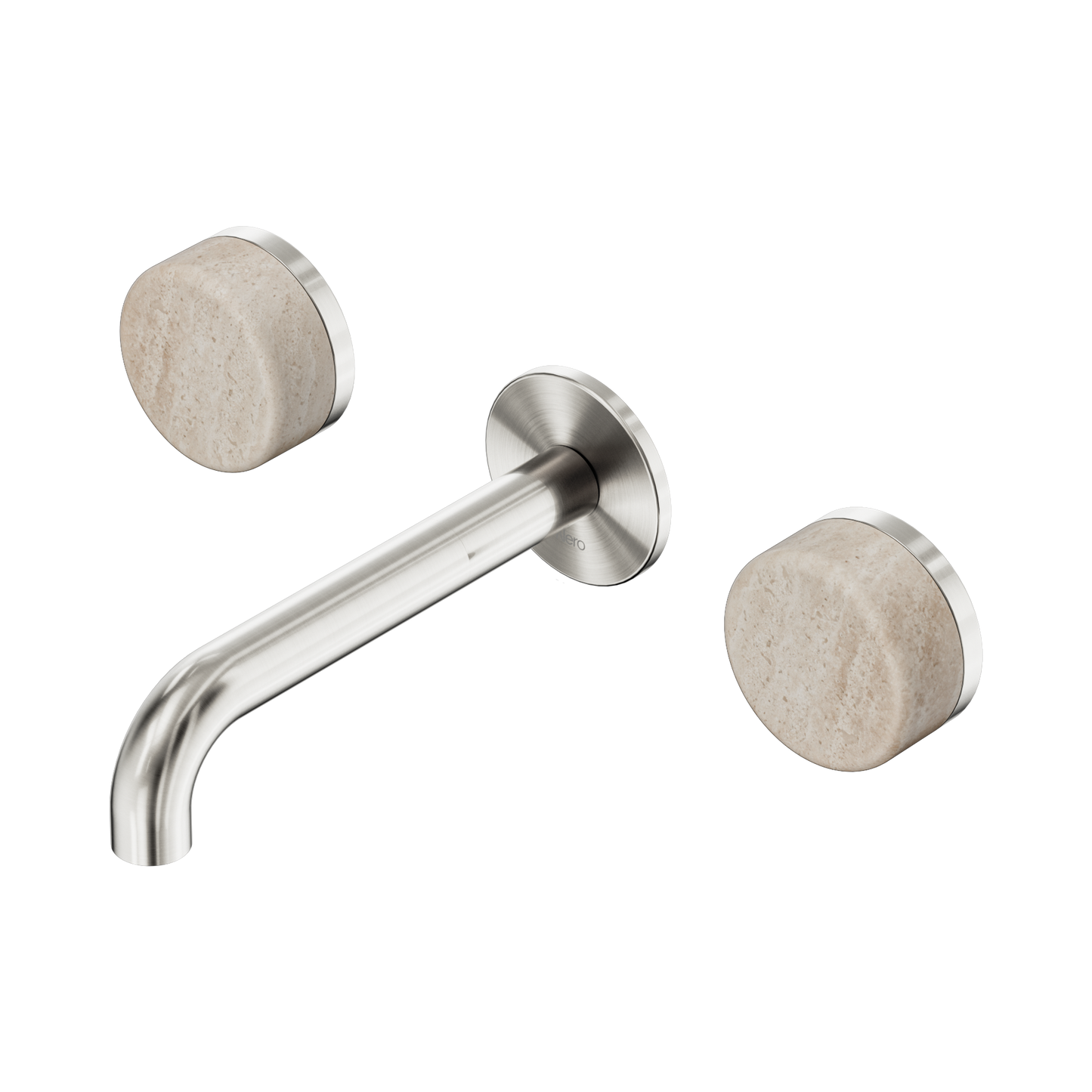 Serenity Wall Basin Set 160mm Spout With Rome Travertine Handle Brushed Nickel