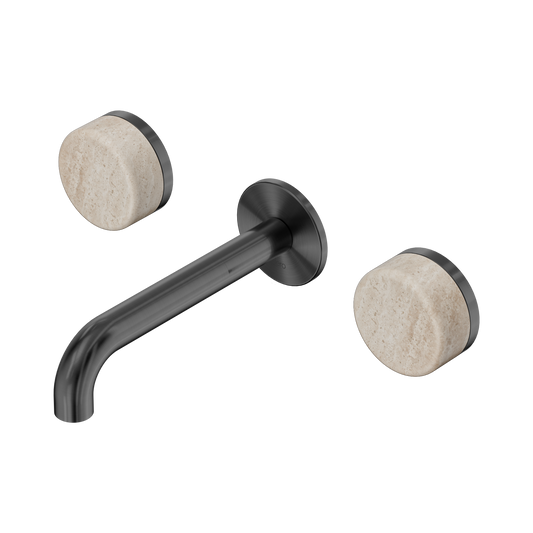 Nero Serenity 24D037GM Wall Basin Set 160mm Spout With Rome Travertine Handle Gun Metal 5 Star / 5LPM
