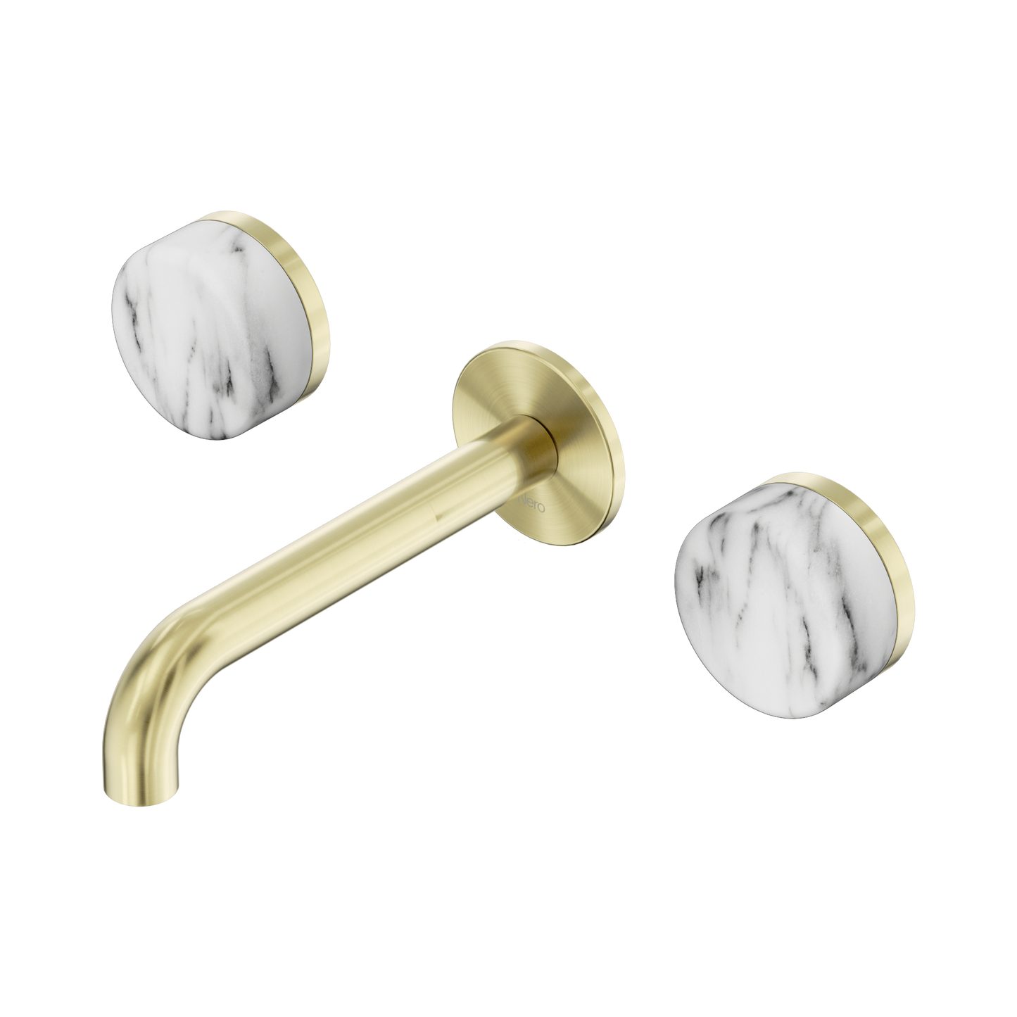 Serenity Wall Basin Set 160mm Spout With Arabescato Corchia Handle Brushed Gold