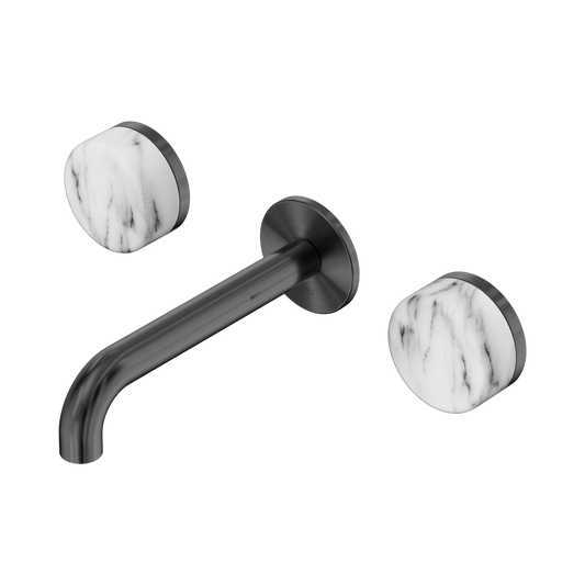 Nero Serenity 24D038GM Wall Basin Set 160mm Spout With Arabescato Corchia Handle Gun Metal 5 Star / 5LPM