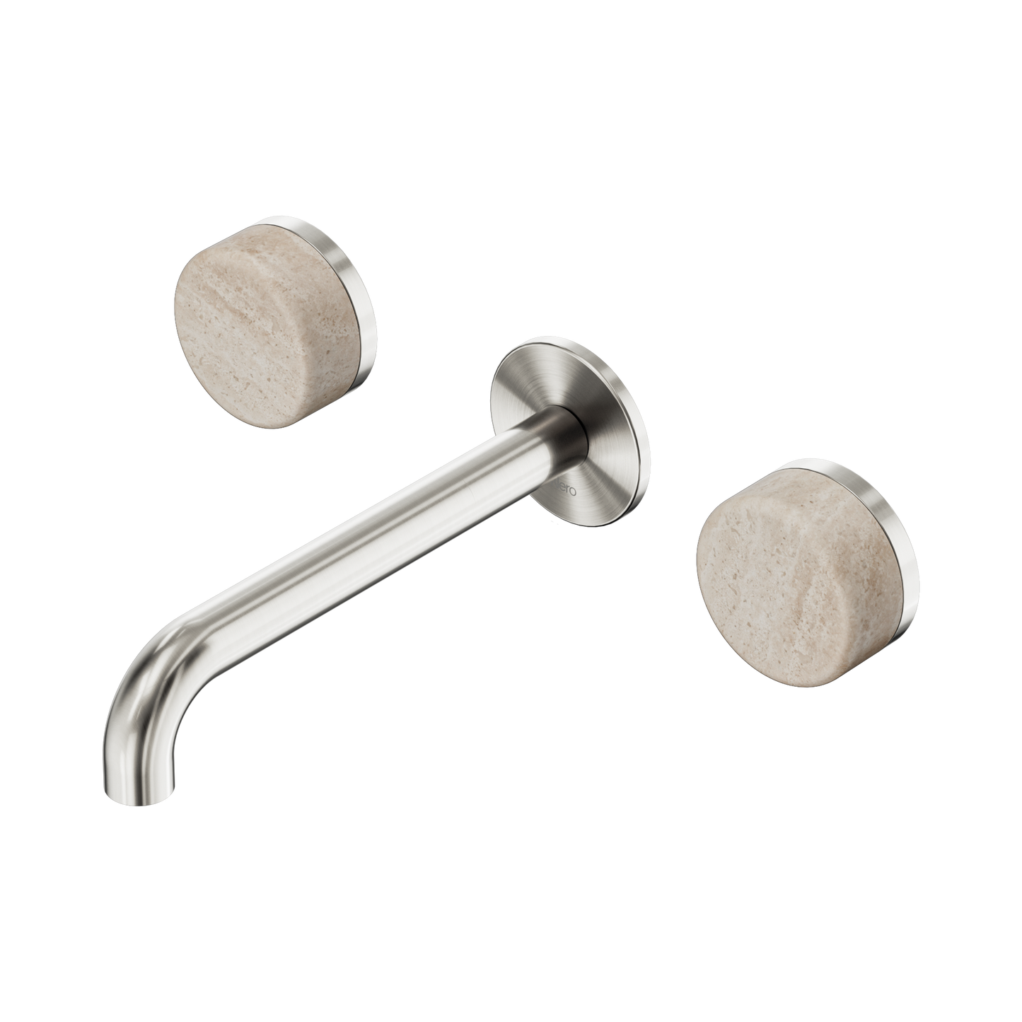 Serenity Wall Basin Set 185mm Spout With Rome Travertine Handle Brushed Nickel