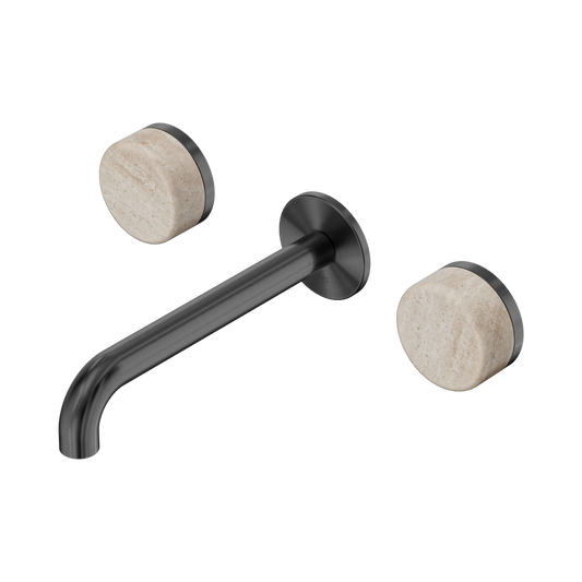 Nero Serenity 24D043GM Wall Basin Set 185mm Spout With Rome Travertine Handle Gun Metal 5 Star / 5LPM