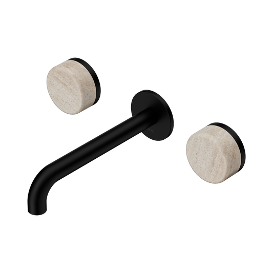 Serenity Wall Basin Set 185mm Spout With Rome Travertine Handle Matte Black