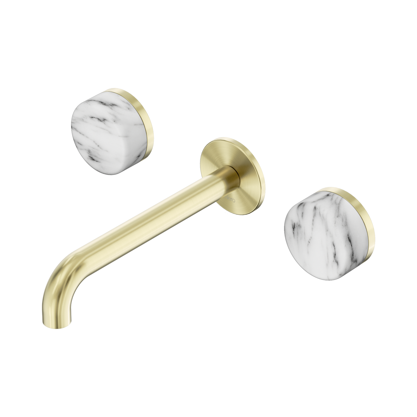 Serenity Wall Basin Set 185mm Spout With Arabescato Corchia Handle Brushed Gold