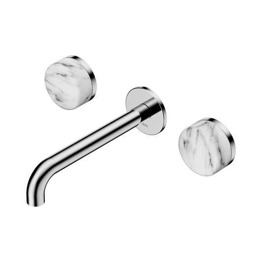 Serenity Wall Basin Set 185mm Spout With Arabescato Corchia Handle Chrome