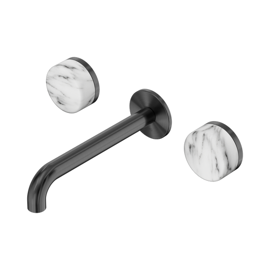 Nero Serenity 24D044GM Wall Basin Set 185mm Spout With Arabescato Corchia Handle Gun Metal 5 Star / 5LPM