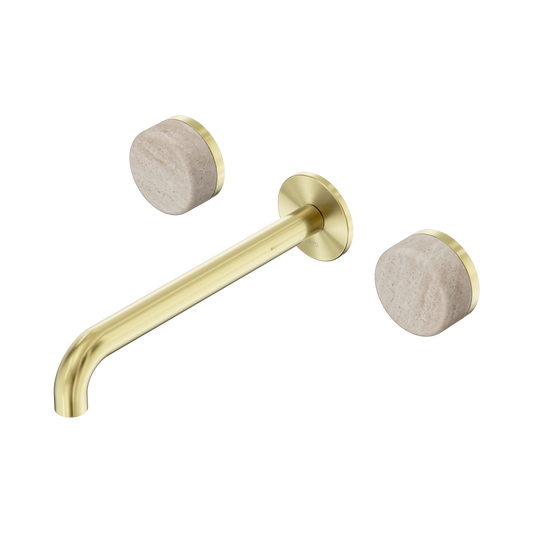 Nero Serenity 24D049BG Wall Basin Set 220mm Spout With Rome Travertine Handle Brushed  5 Star / 5LPM