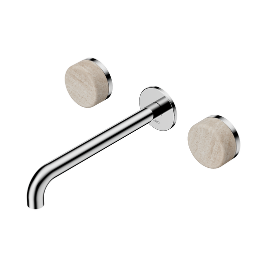 Serenity Wall Basin Set 220mm Spout With Rome Travertine Handle Chrome