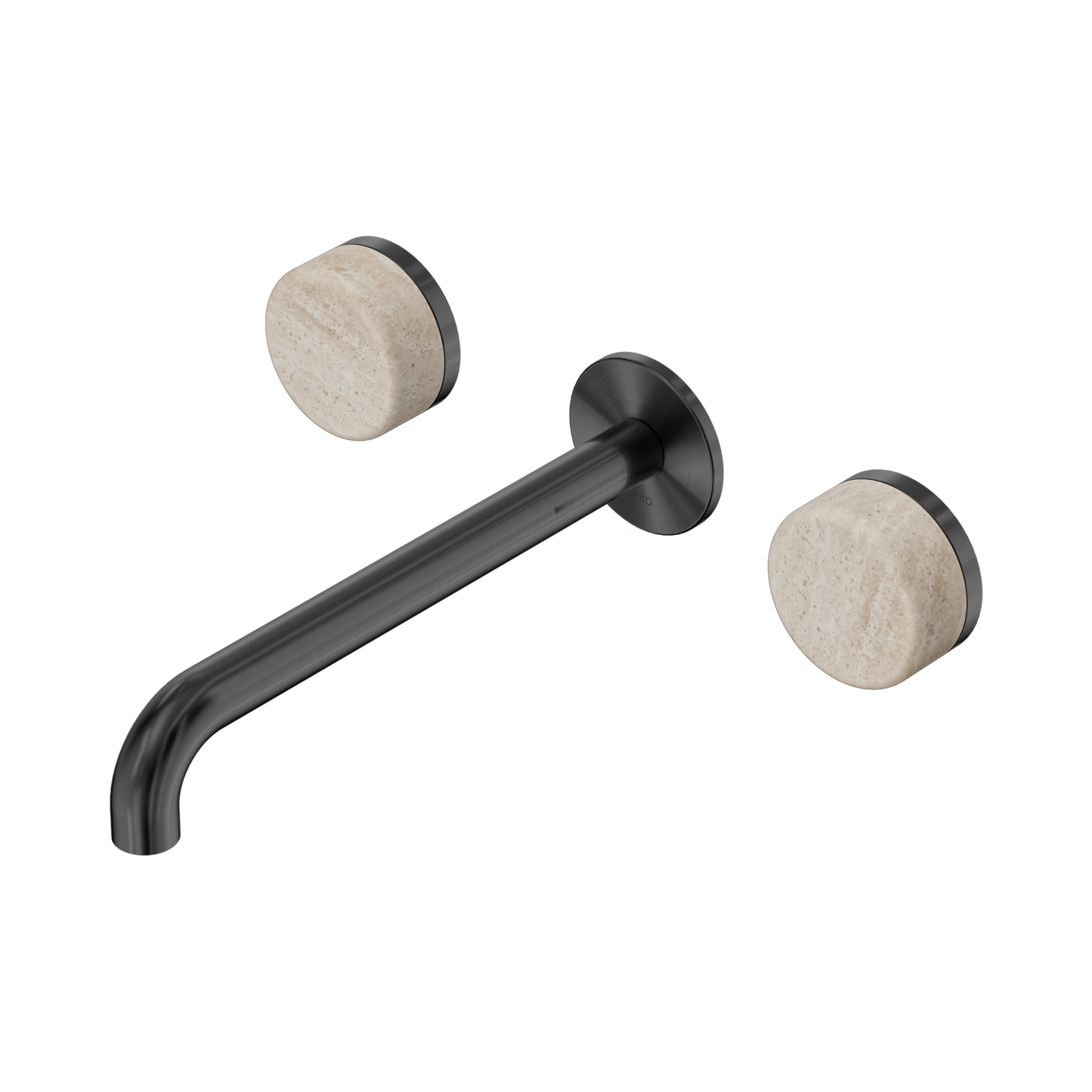 Serenity Wall Basin Set 220mm Spout With Rome Travertine Handle Gun Metal