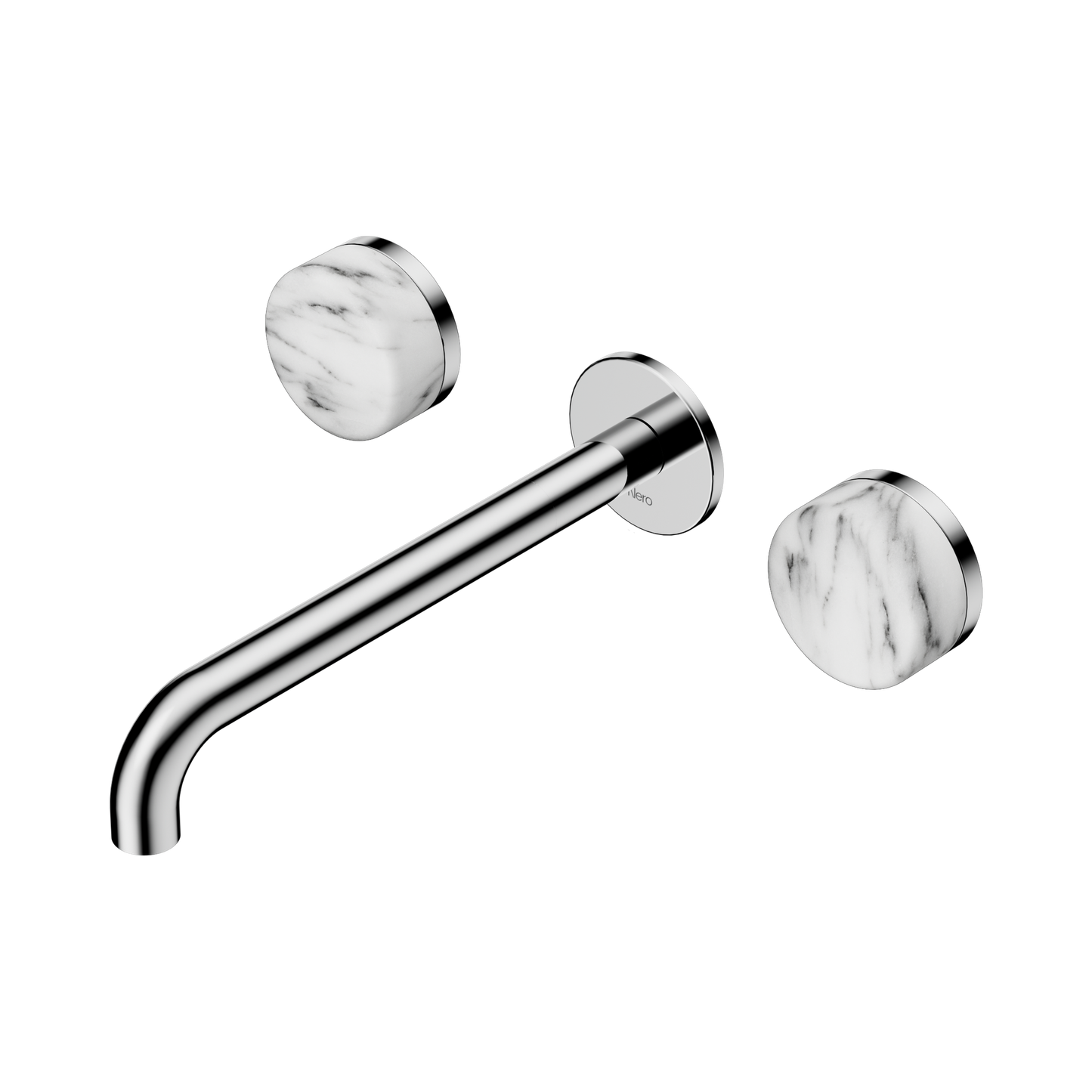 Serenity Wall Basin Set 220mm Spout With Arabescato Corchia Handle Chrome