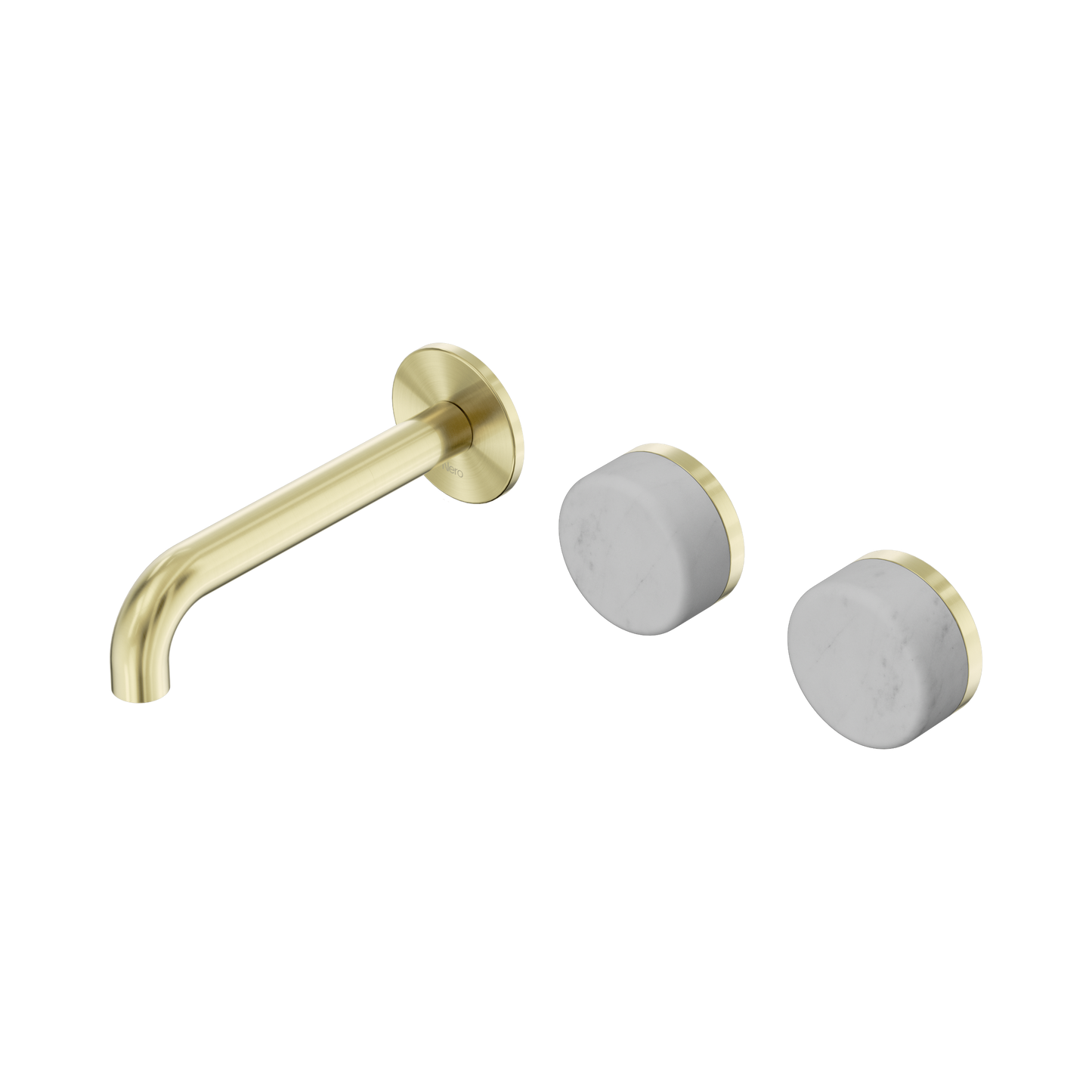 Serenity Wall Basin Set 160mm Offset Spout With Carrara Handle Brushed Gold