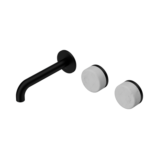 Serenity Wall Basin Set 160mm Offset Spout With Carrara Handle Matte Black