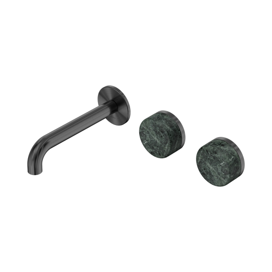 Serenity Wall Basin Set 160mm Offset Spout With Verde Alpi Handle Gun Metal
