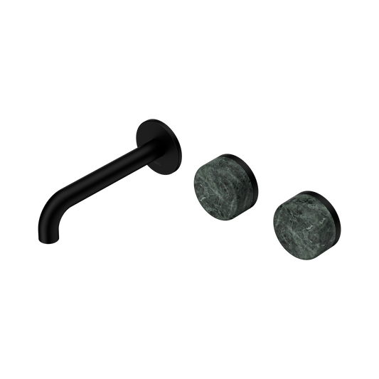 Serenity Wall Basin Set 160mm Offset Spout With Verde Alpi Handle Matte Black