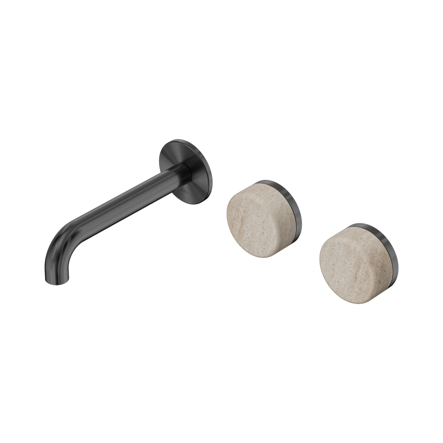 Nero Serenity 24D055GM Wall Basin Set 160mm Offset Spout With Rome Travertine Handle Gun Metal 5 Star / 5LPM