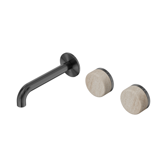 Nero Serenity 24D055GM Wall Basin Set 160mm Offset Spout With Rome Travertine Handle Gun Metal 5 Star / 5LPM