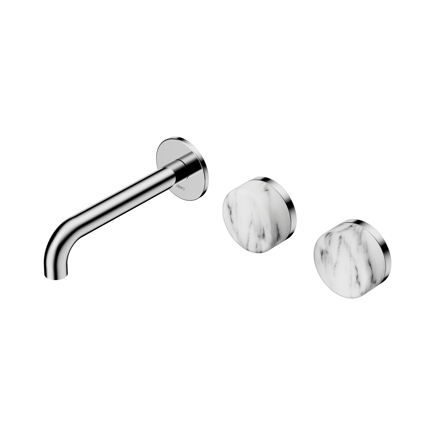 Serenity Wall Basin Set 160mm Offset Spout With Arabescato Corchia Handle Chrome