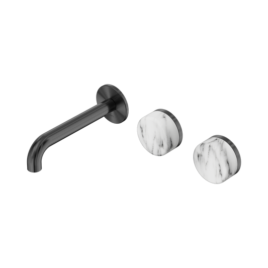 Nero Serenity 24D056GM Wall Basin Set 160mm Offset Spout With Arabescato Corchia Handle Gun Metal 5 Star / 5LPM