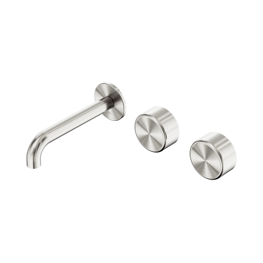Serenity Wall Basin Set 160mm Offset Spout With Metal Handle Brushed Nickel