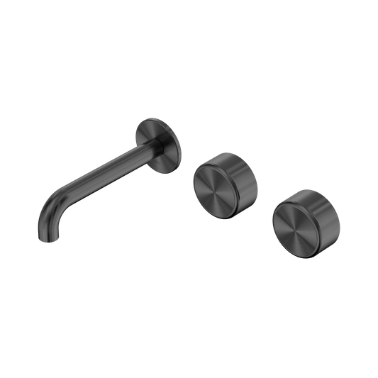 Nero Serenity 24D058GM Wall Basin Set 160mm Offset Spout With Metal Handle Gun Metal 5 Star / 5LPM