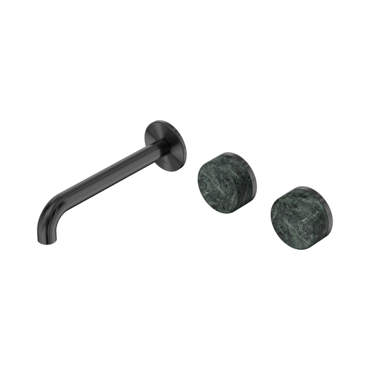 Nero Serenity 24D060GM Wall Basin Set 185mm Offset Spout With Verde Alpi Handle Gun Metal 5 Star / 5LPM