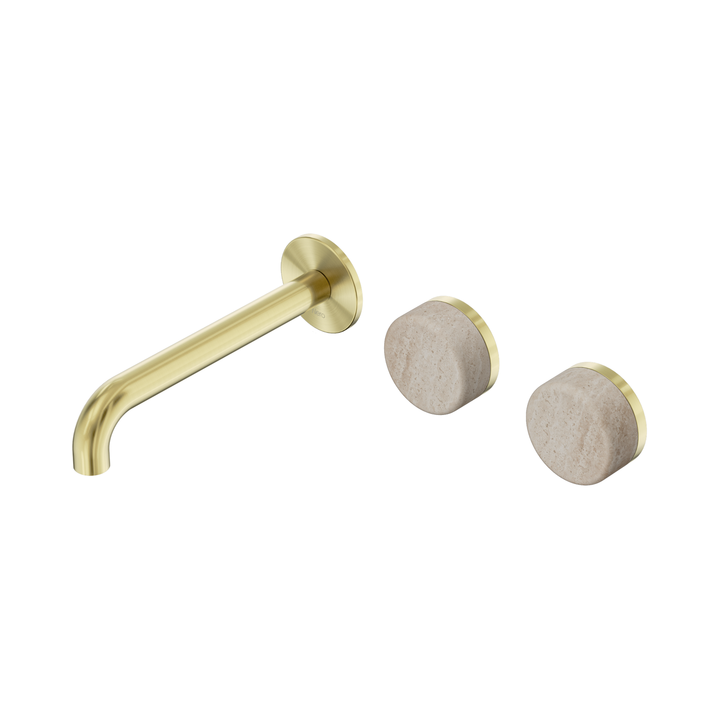 Nero Serenity 24D061BG Wall Basin Set 185mm Offset Spout With Rome Travertine Handle Brushed  5 Star / 5LPM