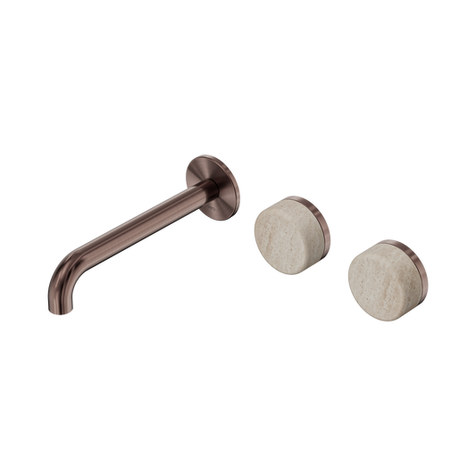 Nero Serenity 24D061BZ Wall Basin Set 185mm Offset Spout With Rome Travertine Handle  5 Star / 5LPM