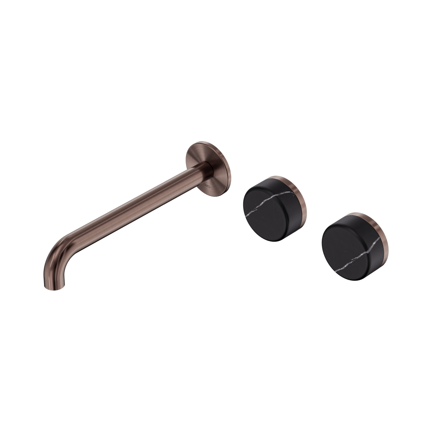 Serenity Wall Basin Set 220mm Offset Spout With Carrara Handle Brushed Bronze