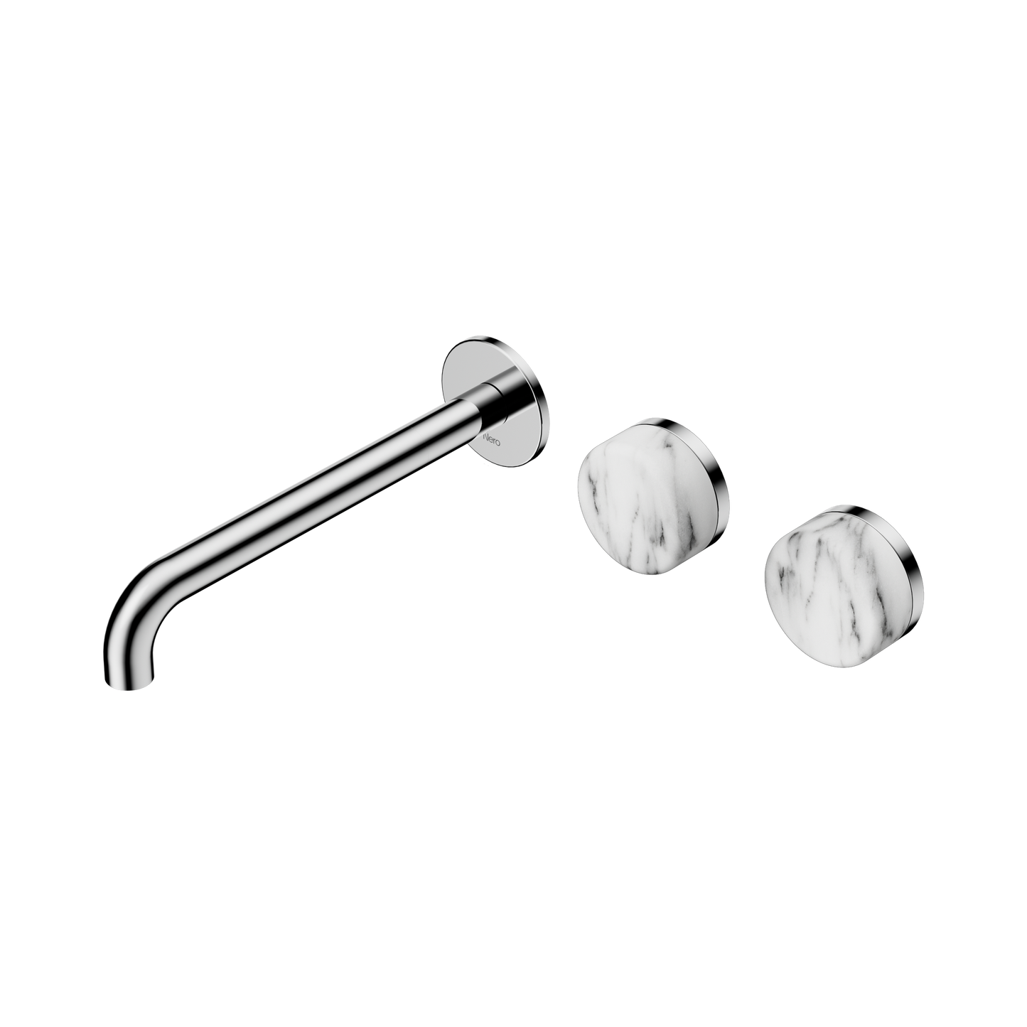 Serenity Wall Basin Set 220mm Offset Spout With Arabescato Corchia Handle Chrome