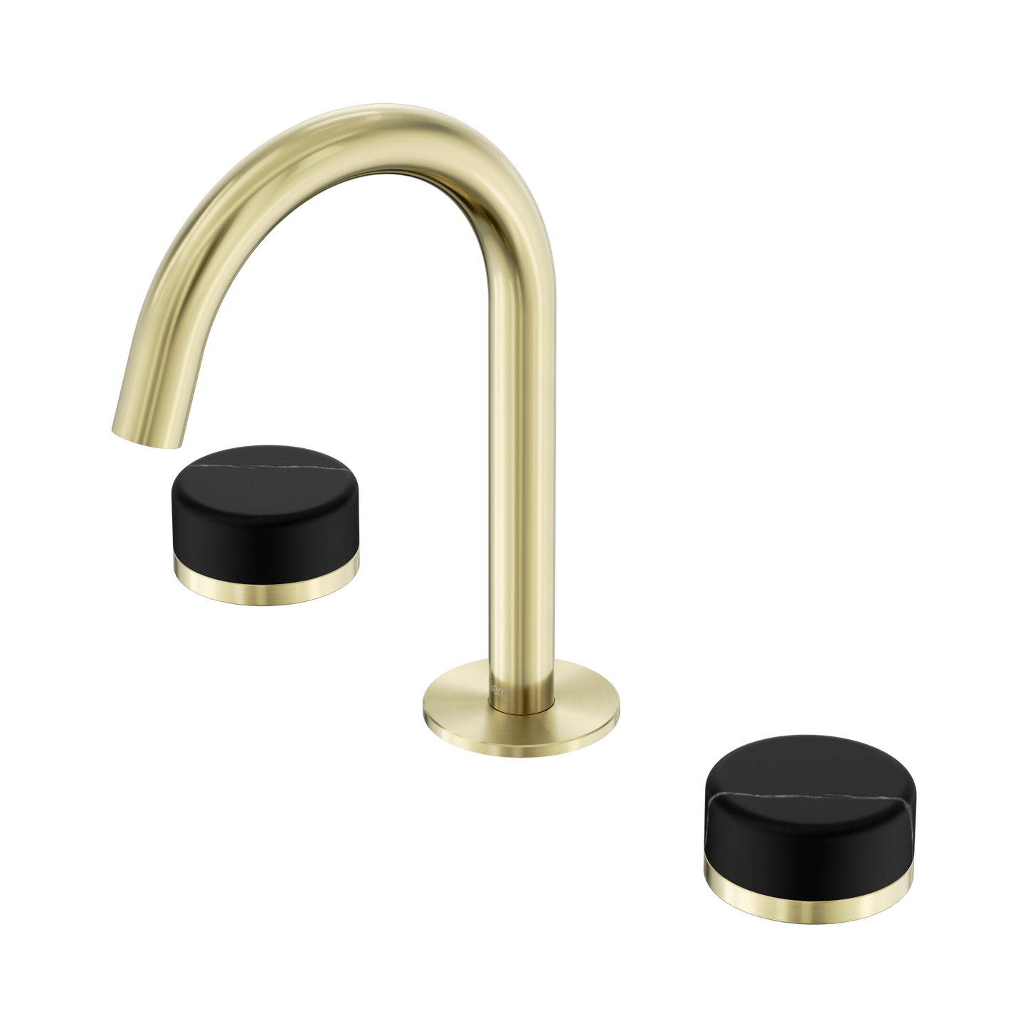 Serenity Basin Set Arc Spout With Marquina Black Handle Brushed Gold