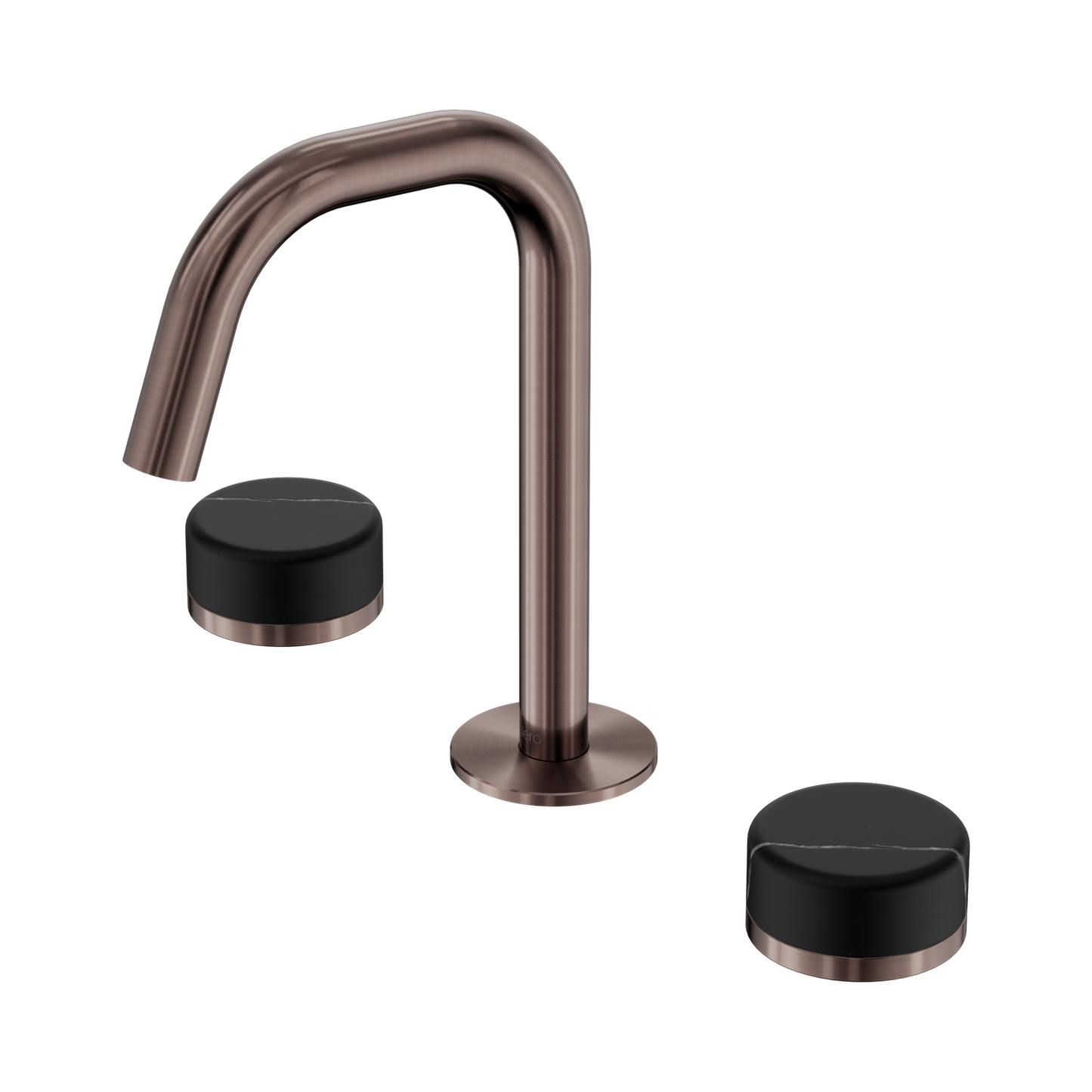 Serenity Basin Set Edge Spout With Marquina Black Handle Brushed Bronze