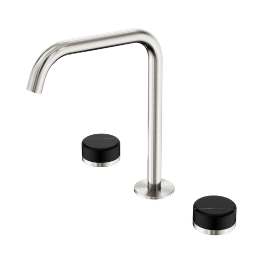 Serenity Bath/Kitchen Set Edge Spout With Marquina Black Handle Brushed Nickel
