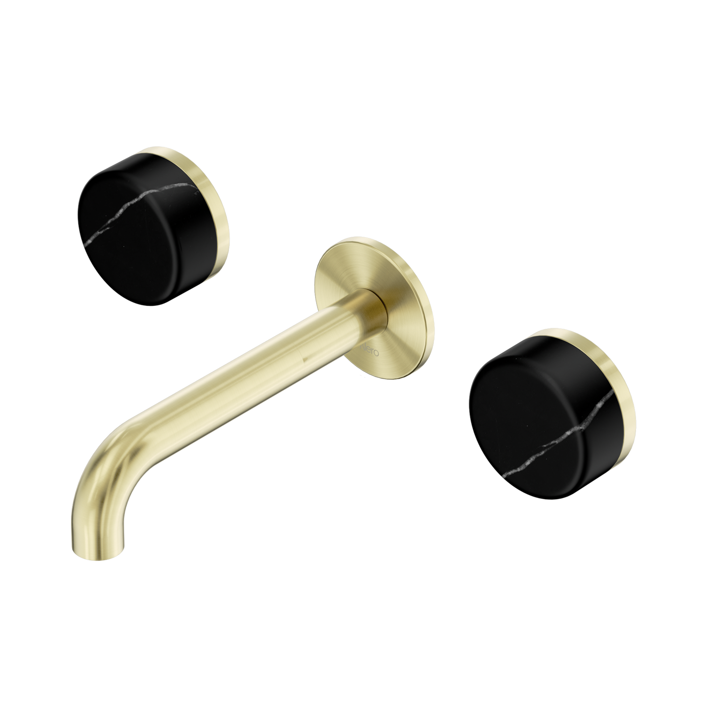 Serenity Wall Basin Set 160mm Spout With Marquina Black Handle Brushed Gold