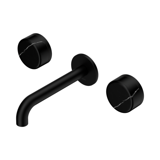 Serenity Wall Basin Set 160mm Spout With Marquina Black Handle Matte Black