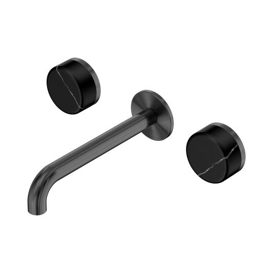 Serenity Wall Basin Set 185mm Spout With Marquina Black Handle Gun Metal